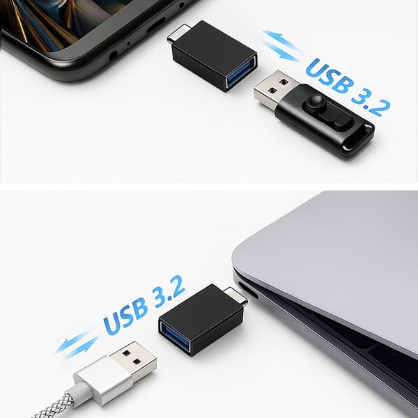 USB-C till USB-A 10 Gb/s-adapter – svart