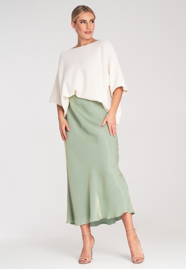 Flaggermusbluse - løs dametröja - ecru - størrelse Universal M1102