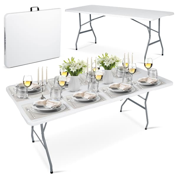 Hopfällbart trädgårdsbord 180 cm Plonos vitt
