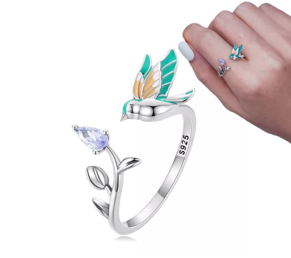 Silver Justerbar Kolibri Ring S925 Silver