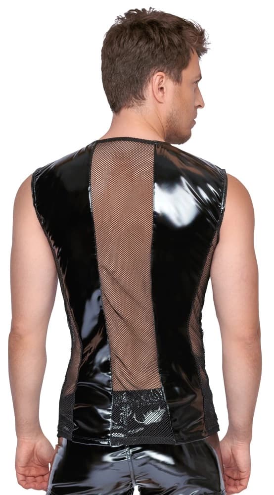 Black Level Sort Vinyl Mesh Ærmeløs T-shirt 2XL