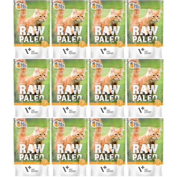 VetExpert Raw Paleo Kalkunfoder til voksne katte 12x100g