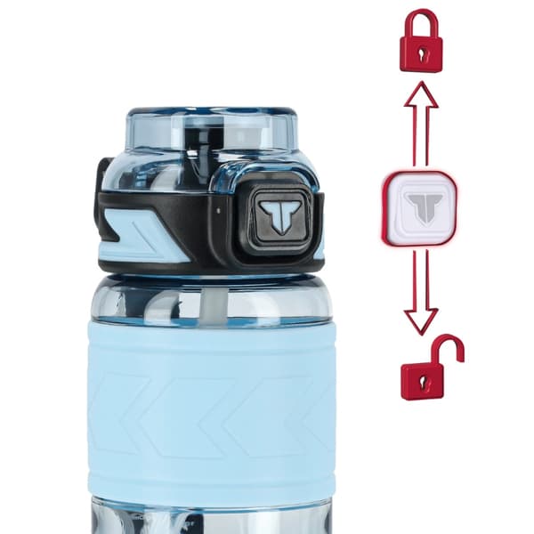 Tritan-juomapullo 1000 ml mittakupilla - sininen