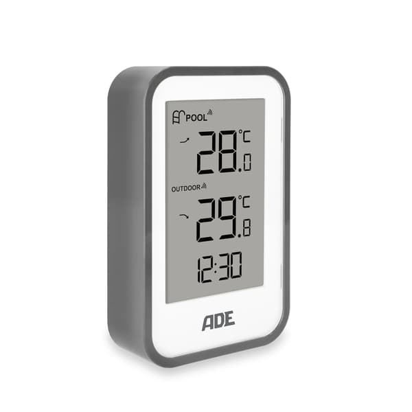 ADE fjärrstyrd pooltermometer, 15 x 8 x 9,5 cm, vit/grå