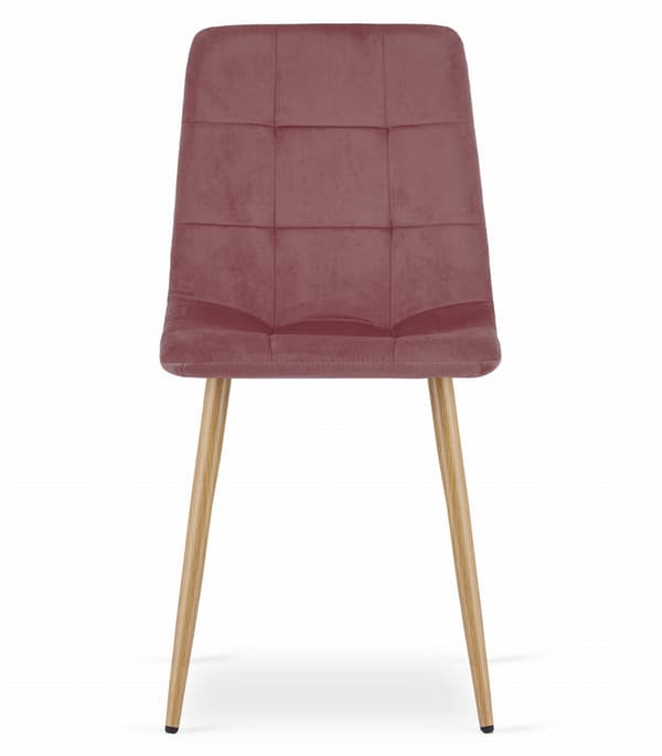 KARA stol - rosa sammet / träfärgade ben x 1