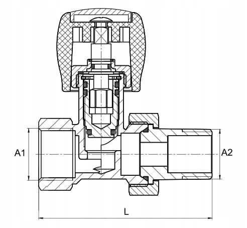 Rak 1/2-tommers radiatorflowsventil