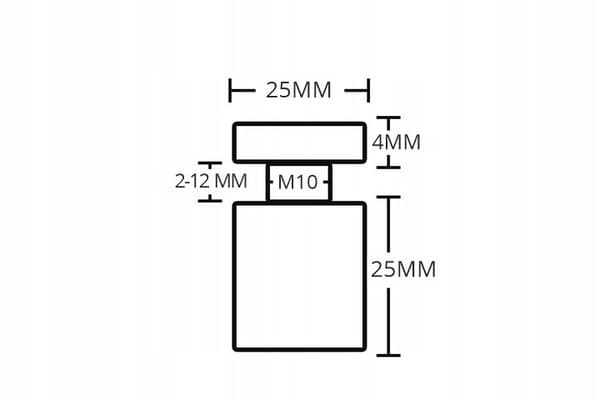Monteringsafstandsstykke 25x25 sort mat