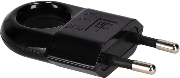 Litteä pistoke kahvalla MUSTA 2.5A/250V