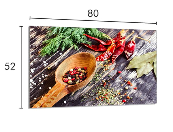 Lasinen suojalevy liedelle 80x52 Mausteet