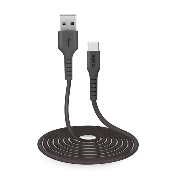 USB-A - USB-C 3m kaapeli - musta