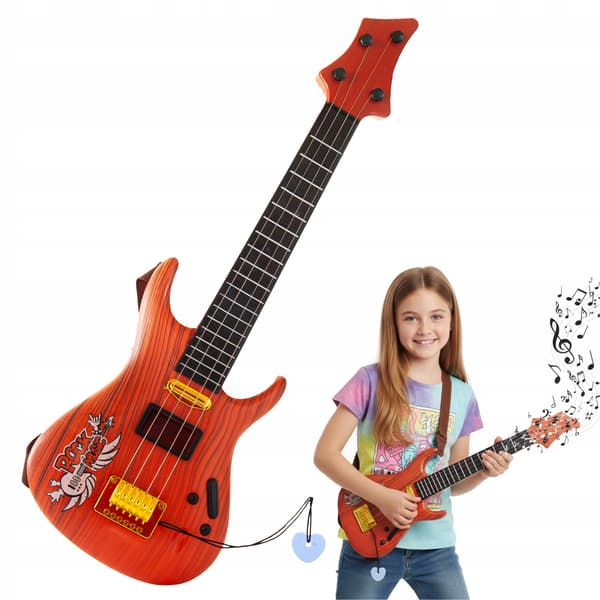 Leksaksgitarr för barn stort spelinstrument 49 cm med strängfodral