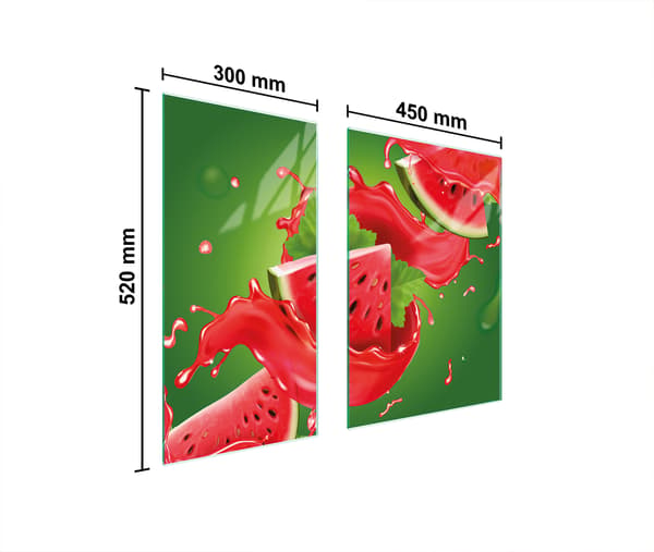 GLASSKYDDSPLÅT 75x52 VATTENMELON