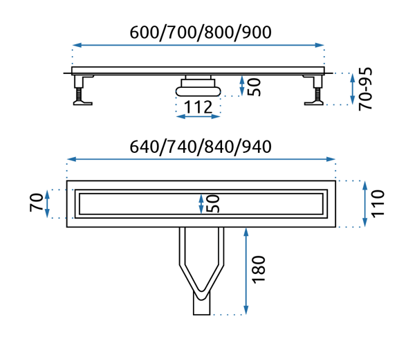 NEOX SUPERFLOW AFLØB SORT 700 SKU REA-G7806
