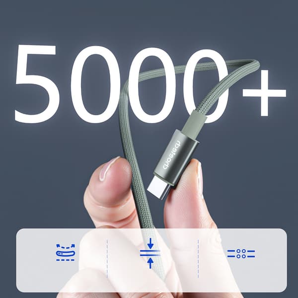 USB-C-kabel med display PD 60W 1,2m - Grøn