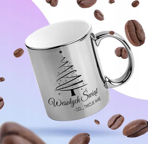 SILVERJULMUGG FÖR JULKLAPP MED DITT NAMN + DITT EGET NAMN