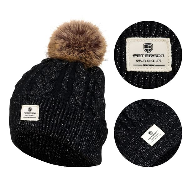 Sort foldet damehue med pompon - Peterson