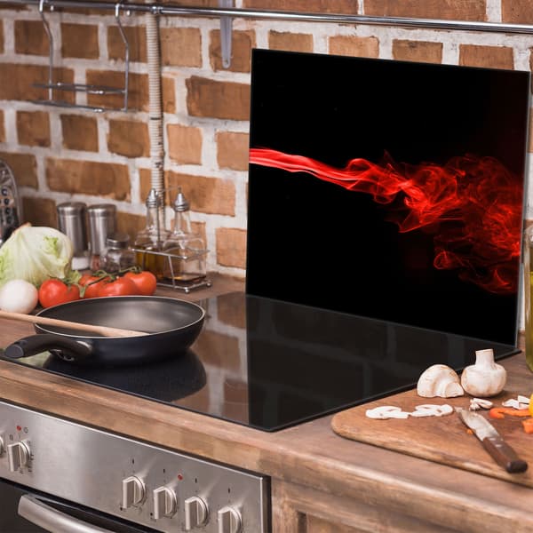 Skyddsplatta i glas för spis 60x52 svart