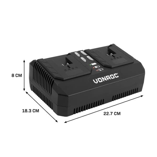 VONROC Dobbelt Oplader 20V – 88W - 4.0A | Power 20V platform