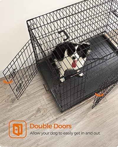 Hundekurv, Foldbar, 107 Cm, 2 Låger, Xl, Sort