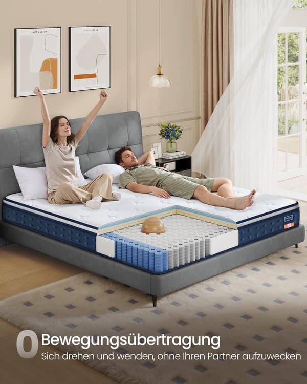 90 x 200 x 20 cm Medium Fast Gel memory foam, Pocket Spring Madras