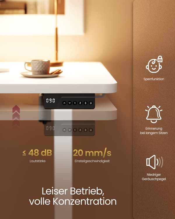 Stående skrivebord, højdejusterbart computerbord 120 x 60 cm
