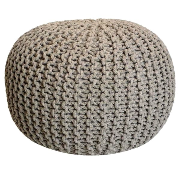 Stickad pall POUF SET 2 st. Ø 55 cm Knittande Stool golvkudde