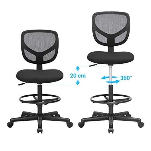 SONGMICS Mesh Drafting Stolar Chair Ergonomisk sits vadderad