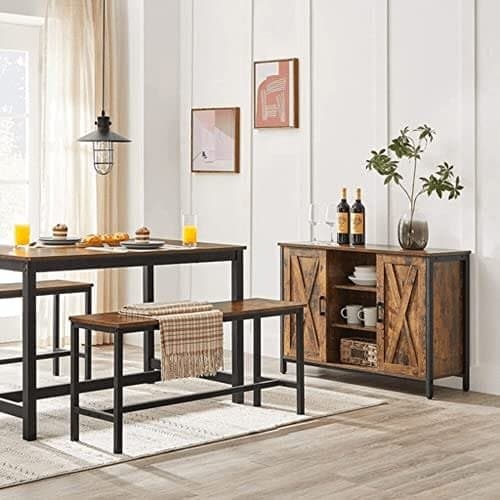 VASAGLE bordsbänkar, set om 2, matsal, vardagsrum, rustik brun