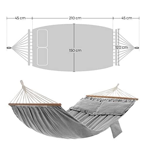 SONGMICS Hammock, TC Fabric, Grey, 210 x 150 cm