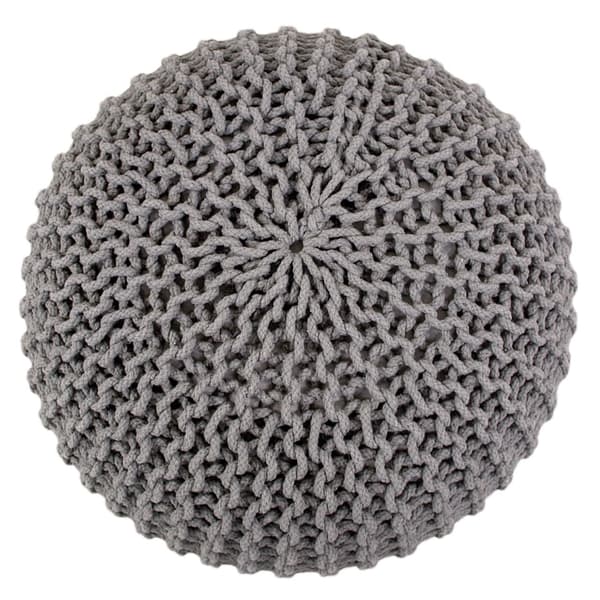 POUF 55 cm Knitting Stool golv kudde hållbar grå