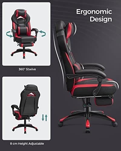 Songmics Executive -työtuoli, ergonominen, musta/punainen