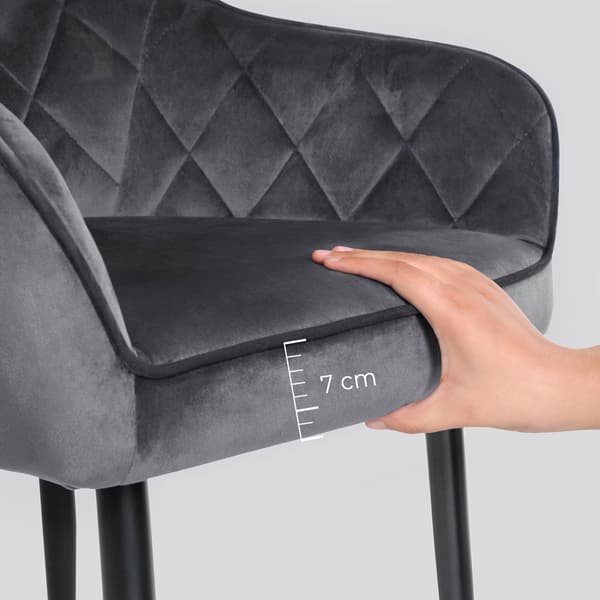Set med 4 stoppade stolar med armstöd Sitsbredd 49 cm Metallben, Grå