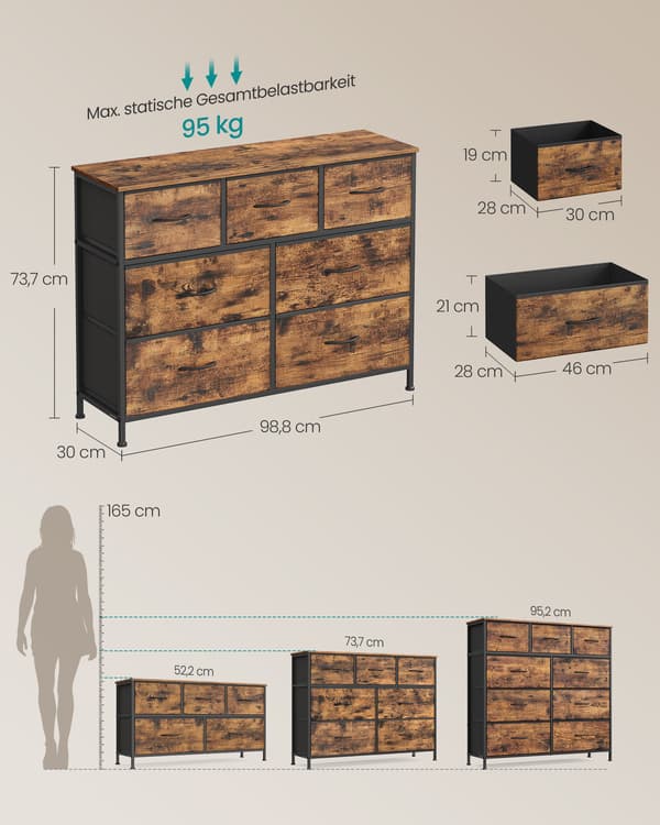 Byrå, Förvaringsenhet, Stål, MDF