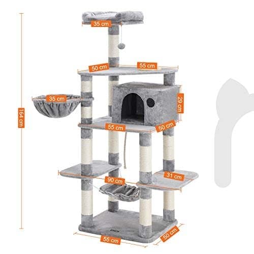 Feandrea Cat Tree, Play Tower 164 cm, lysegrå PCT99W
