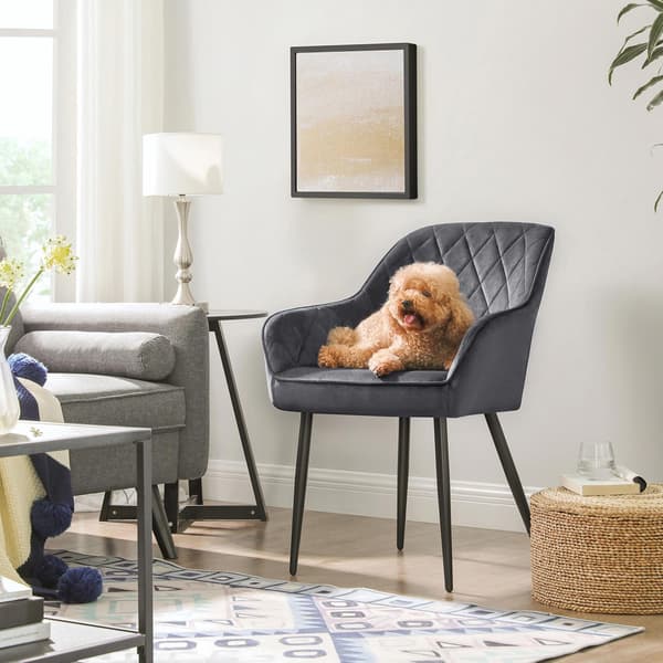 Set med 4 stoppade stolar med armstöd Sitsbredd 49 cm Metallben, Grå