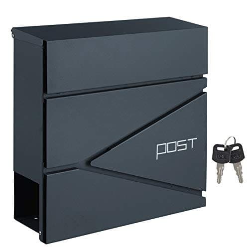 Songmics Modern Mailbox, låsbar väggmonterad postbrev, Anthracite Gray