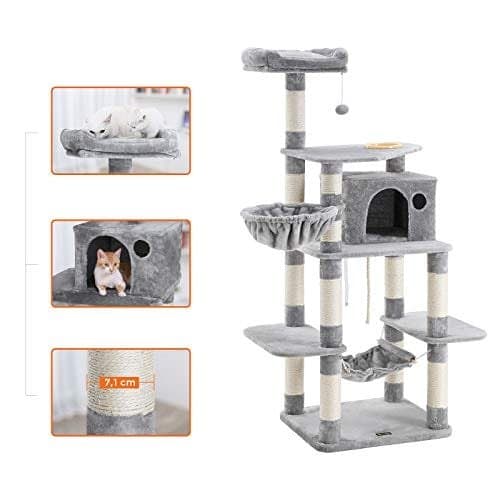 Feandrea Cat Tree, Play Tower 164 cm, lysegrå PCT99W