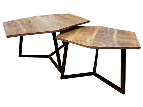Sofabordssæt 2 stk. stueborde metalramme sort