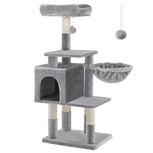 Feandrea Multilevel Cat Tree, 110 cm katttorn, kattlägenhet, ljusgrå