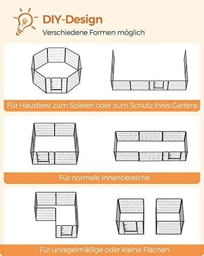 Feandrea 8-panel kravlegård, jernbur, Heavy Duty Pet, 77x80 cm, sort