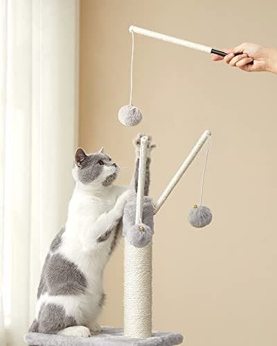 Feandrea Cat Tree, Cat Tower för innekatter, kattungar, ljusgrå