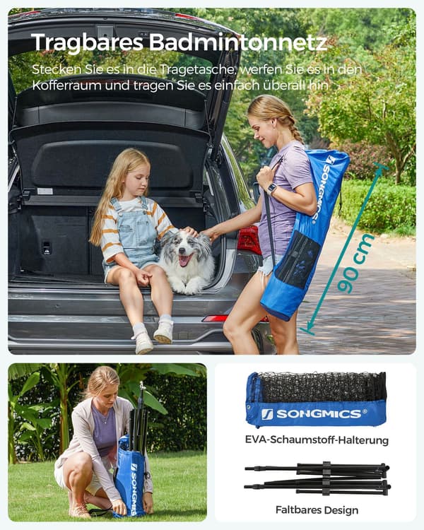 Badmintonnet 4m Transportabelt med Stativ