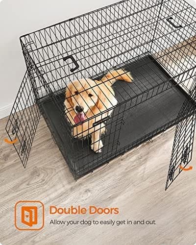 Hundekurv, Foldbar, 122 Cm Lang, 2 Døre, Xxl, Sort