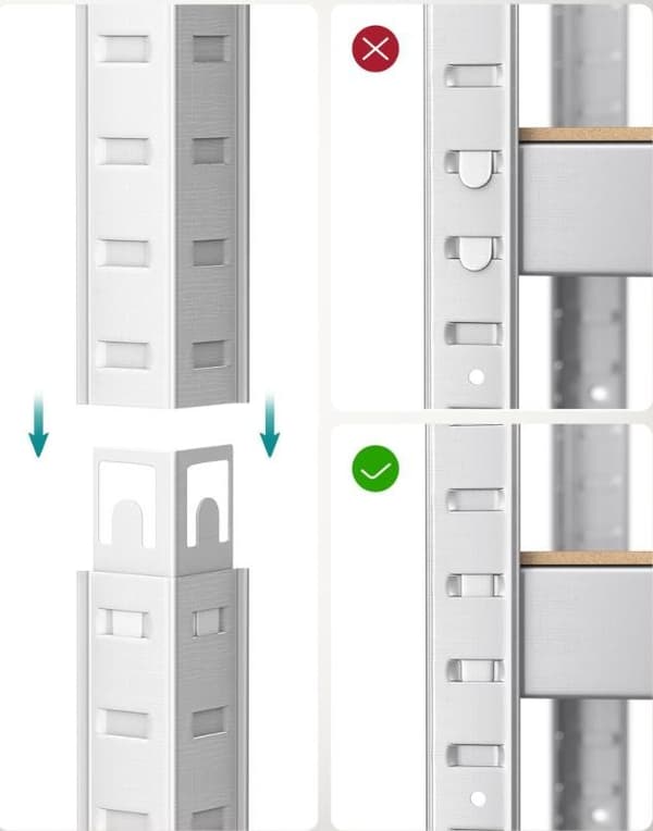 Sæt med 2 stålhylder og MDF-plader med mulighed for opdeling