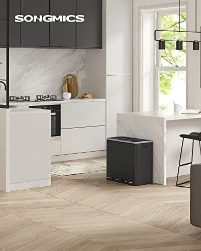 Skraldespand med 3 rum 3 × 18 L - sort