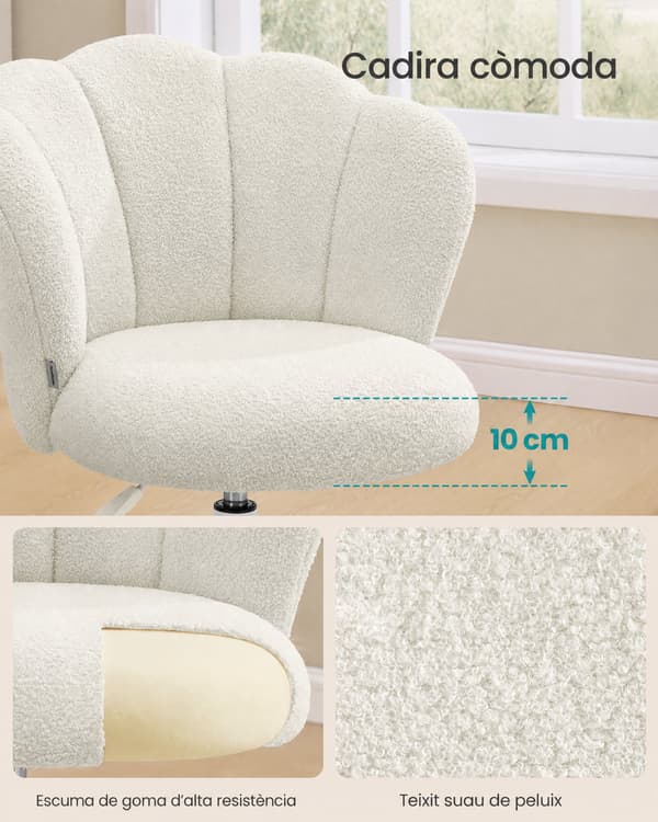 Petal-skrivebordsstol – Drejestol i teddyfleece