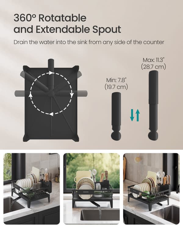 Diskställ, Köksställ, med avrinningsbricka, 360° roterbart