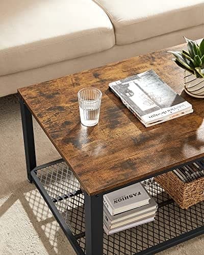 VASAGLE Soffbord, Cocktailbord, Lätt att montera, Rustik Brun
