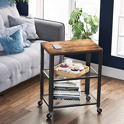 VASAGLE Serveringsvagn, Industrikök Rullande Utility Cart, Rustik Brun
