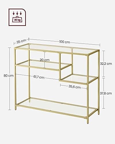 Vasagle konsol Bord 100x35x80cm Farve guld